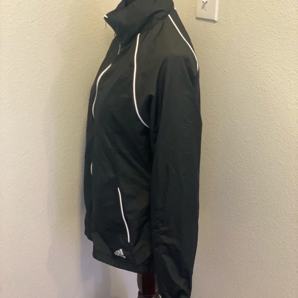 2 FOR $20 Adidas Climaproof Black Windbreaker Jacket White Stripe Size M $60 - Picture 2 of 4
